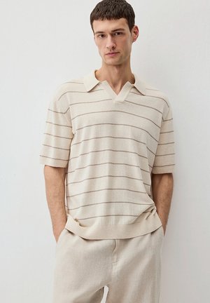MIT STREIFEN UND OFFENEM KRAGEN - Polo shirt - weiß