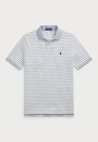 Custom Slim Fit Striped Mesh Polo Shirt - Polotričko - earth blue/white