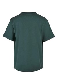 Tmavě zelené bavlněné tričko s krátkým rukávem, kulatým výstřihem a volným střihem. Jednoduchý design bez vzorů a akcentů.