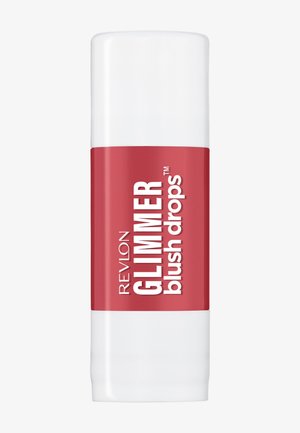 Revlon Glimmer blush drops in a small cylindrical white container with a red label and white text.