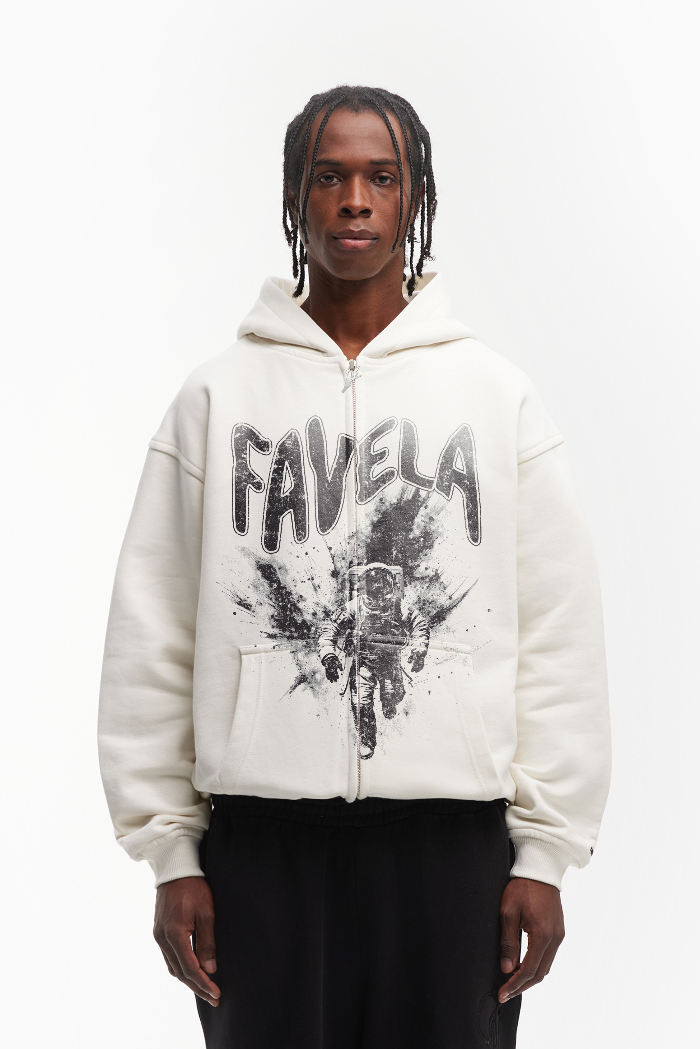 Hvit×zu sweat Logo White Zip Hoodie White-Gold