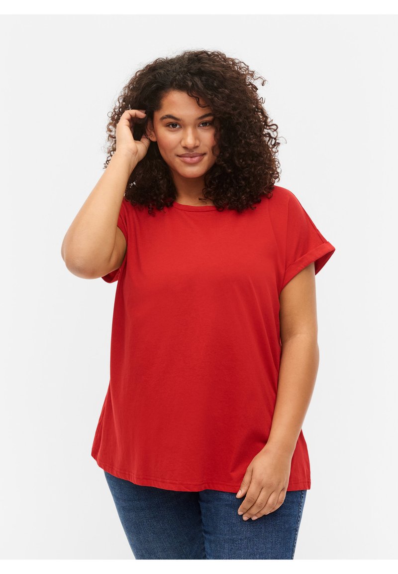 Zizzi SHORT SLEEVED BLEND - Camiseta básica - tango red