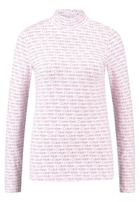 Maglietta a maniche lunghe con colletto alto in rosa, caratterizzata da un motivo a ripetizione con il logo "Calvin Klein". Realizzata in un tessuto liscio e elasticizzato.