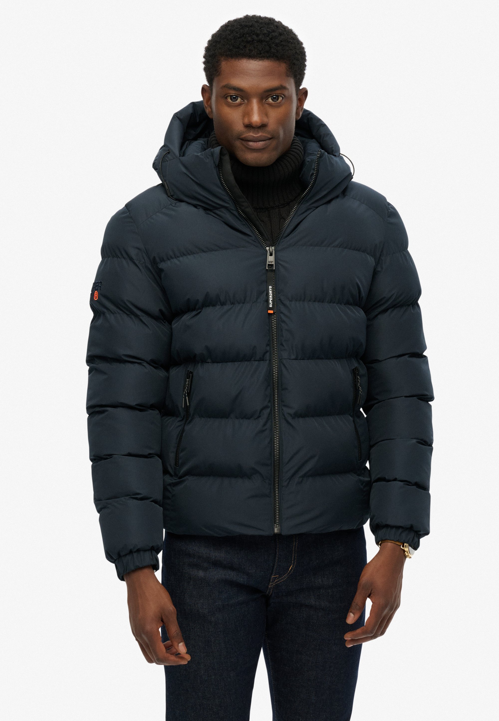 Superdry & Co HOODED SPORTS PUFFER - Veste d'hiver - eclipse navy eclipse  navy/bleu marine - ZALANDO.FR