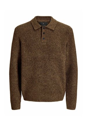 Jack & Jones PREMIUM, KNITTED POLO PLAIN - Polo - chocolate torte