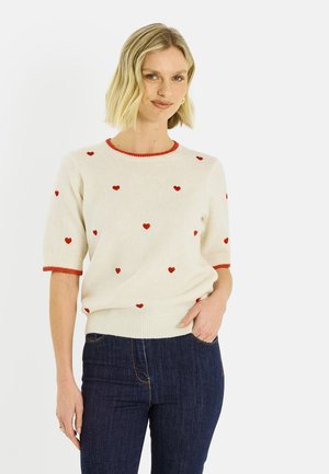 MANCHES COURTES CŒURS BRODÉS - Camiseta estampada - blanc