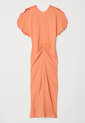 Victoria Beckham GATHERED WAIST MIDI DRESS - Freizeitkleid - papaya