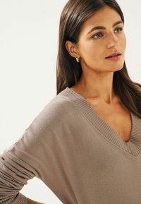 Next COSY LIGHTWEIGHT SOFT TOUCH LONGLINE V NECK  - Džemperis - taupe brown