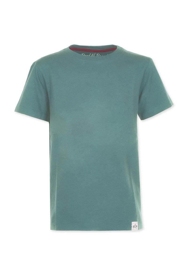 Grön bomull t-shirt med rund hals, korta ärmar och en liten logotag på nedre sidan. Slät textur och klassisk passform.