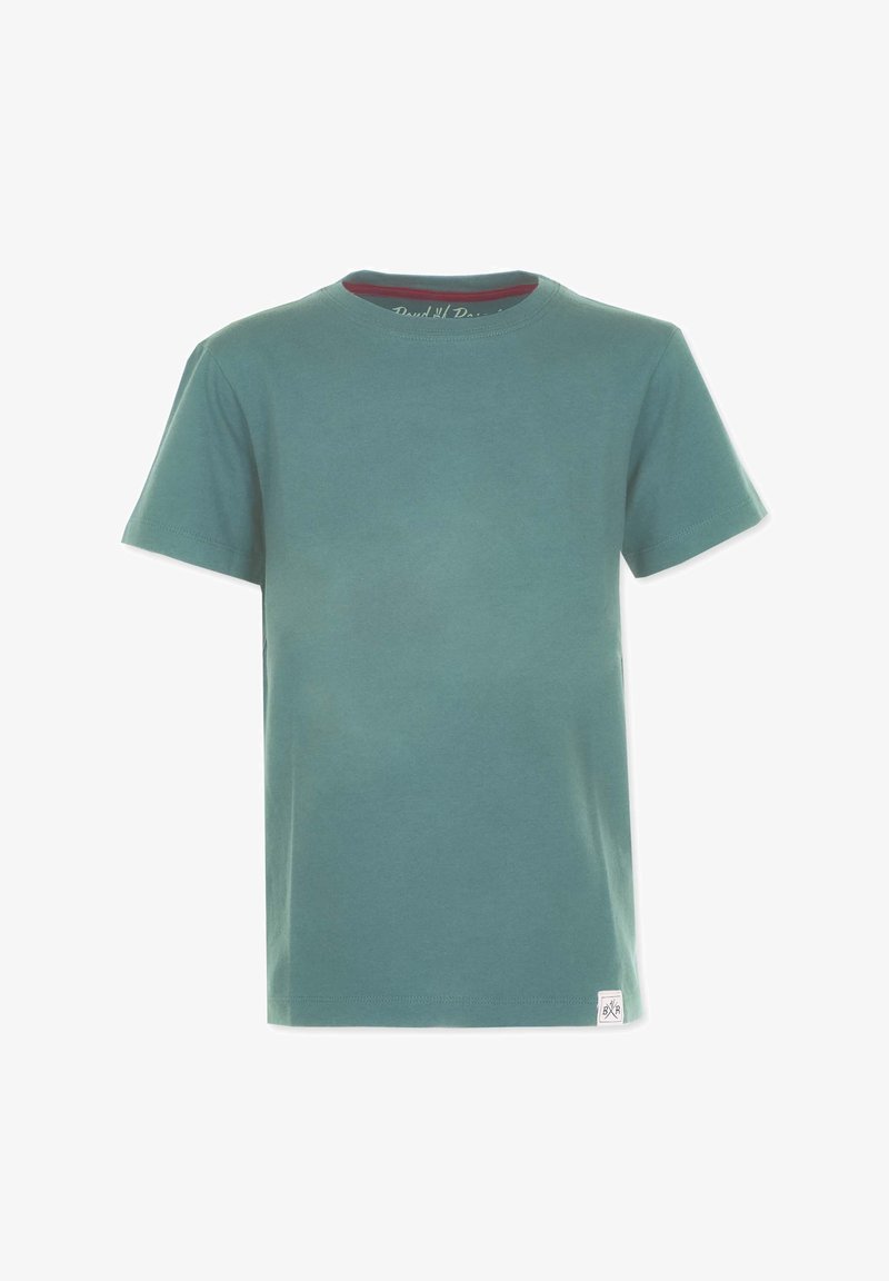 Grøn bomulds t-shirt med rund hals, korte ærmer og et lille logomærke i siden. Glat tekstur og klassisk pasform.