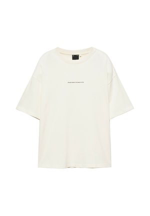 PULL&BEAR, RELAXED FIT WITH SLOGAN - T-SHIRT - T-shirt imprimé - sand
