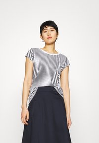Mads Nørgaard STRIPE TEASY TEE - Printtipaita - white/black