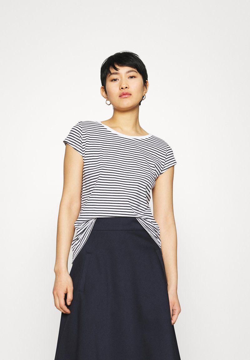 Mads Nørgaard STRIPE TEASY TEE - Printtipaita - white/black