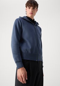 Calvin Klein HORIZONTAL LOGO ZIP THRU HOODIE - Φούτερ με φερμουάρ - ink