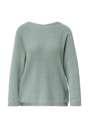 Maglione lavorato a maglia color verde chiaro con vestibilità morbida, scollo ampio e maniche lunghe. Tessuto con texture e polsini e orlo a coste.
