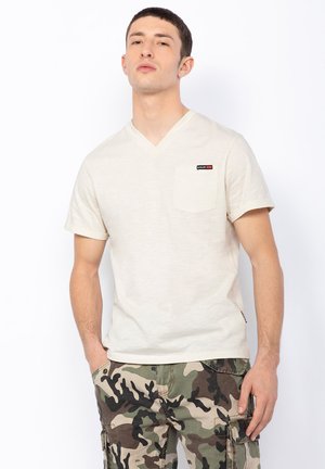 Schott, COL V EFFET - T-shirt basique - blanc cassé