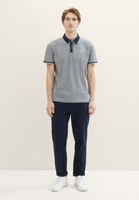 TOM TAILOR Piké - navy white two tone pique