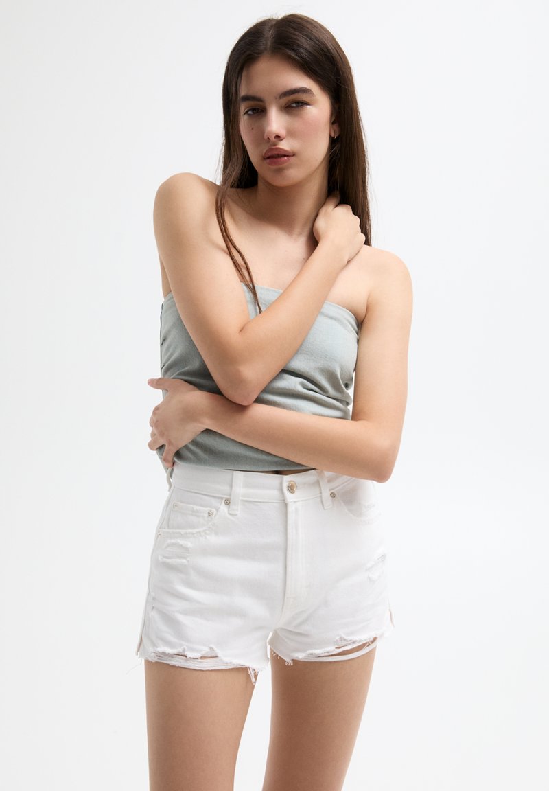 Short Jean Homme PULL&BEAR - Taille 38, Vert Avec Ceinture à Lacets - Neuf Avec étiquettes