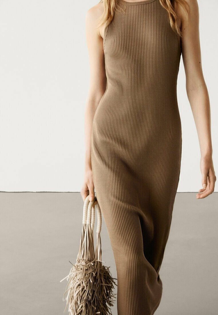 strapless open back dress MARINE SERRE | Short-Sleeve Ribbed-Knit Organic Cotton Tube Dress