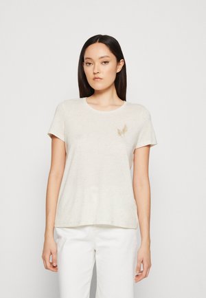Vero Moda VMSELMA O NECK - Μπλουζάκι με στάμπα - snow white/gold
