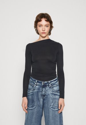 MAIN ASSYMETRIC LONG SLEEVE - Tops ar garām piedurknēm - black