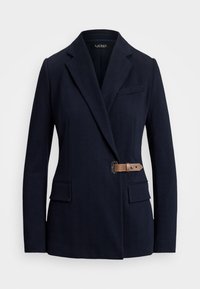 BUCKLE-TRIM HERRINGBONE JACQUARD BLAZER - Žakete - lauren navy