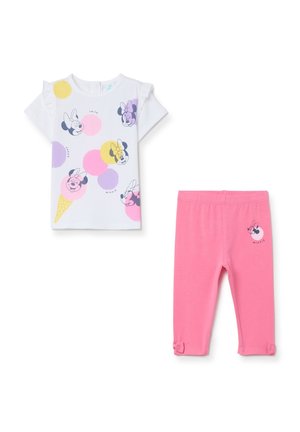 OVS JOGGING SET WITH FLOUNCE AND MINNIE MOUSE PRINT - Leggings - Trousers - white pink