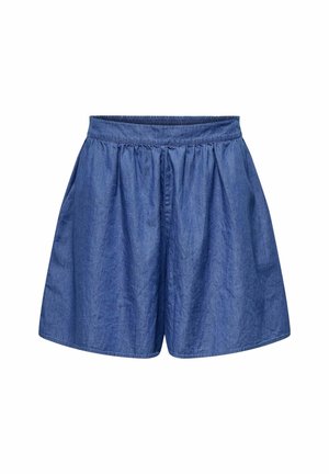 Denim shorts met een elastische tailleband, een losse pasvorm en een medium hoge taille. De stof heeft een gladde textuur en een rijke blauwe kleur.