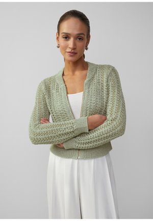 s.Oliver BLACK LABEL AUS AJOURSMIT PAILLETTEN - Cardigan - olivgrün