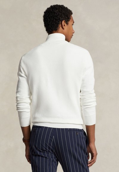 Polo Ralph Lauren MESH KNIT COTTON QUARTER-ZIP SWEATER - Pulóver - deckwash white