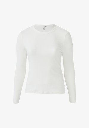 Witte lange mouw ribbed shirt met een ronde halslijn. Gladde textuur en aansluitend ontwerp zonder zichtbare patronen of accenten.