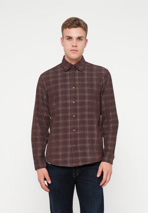 SLHREGCORD CHECK SHIRT - Camisa - french roast/egret
