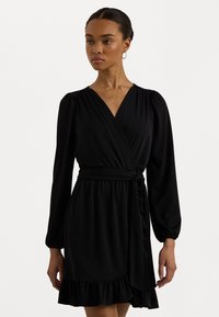 Lauren Ralph Lauren BELTED STRETCH JERSEY DRESS - Trikotāžas kleita - black