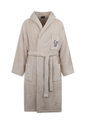 CON LOGO RICAMATO E TASCHE - Albornoz - beige