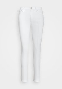 Vita denimjeans i slim fit, klassisk femfickdesign, knappstängning och svaga sömdetaljer. Slät textur, hel längd.