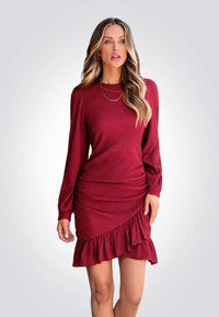 Cupshe WRAP RUFFLED RUCHED MINI - Jurk - red