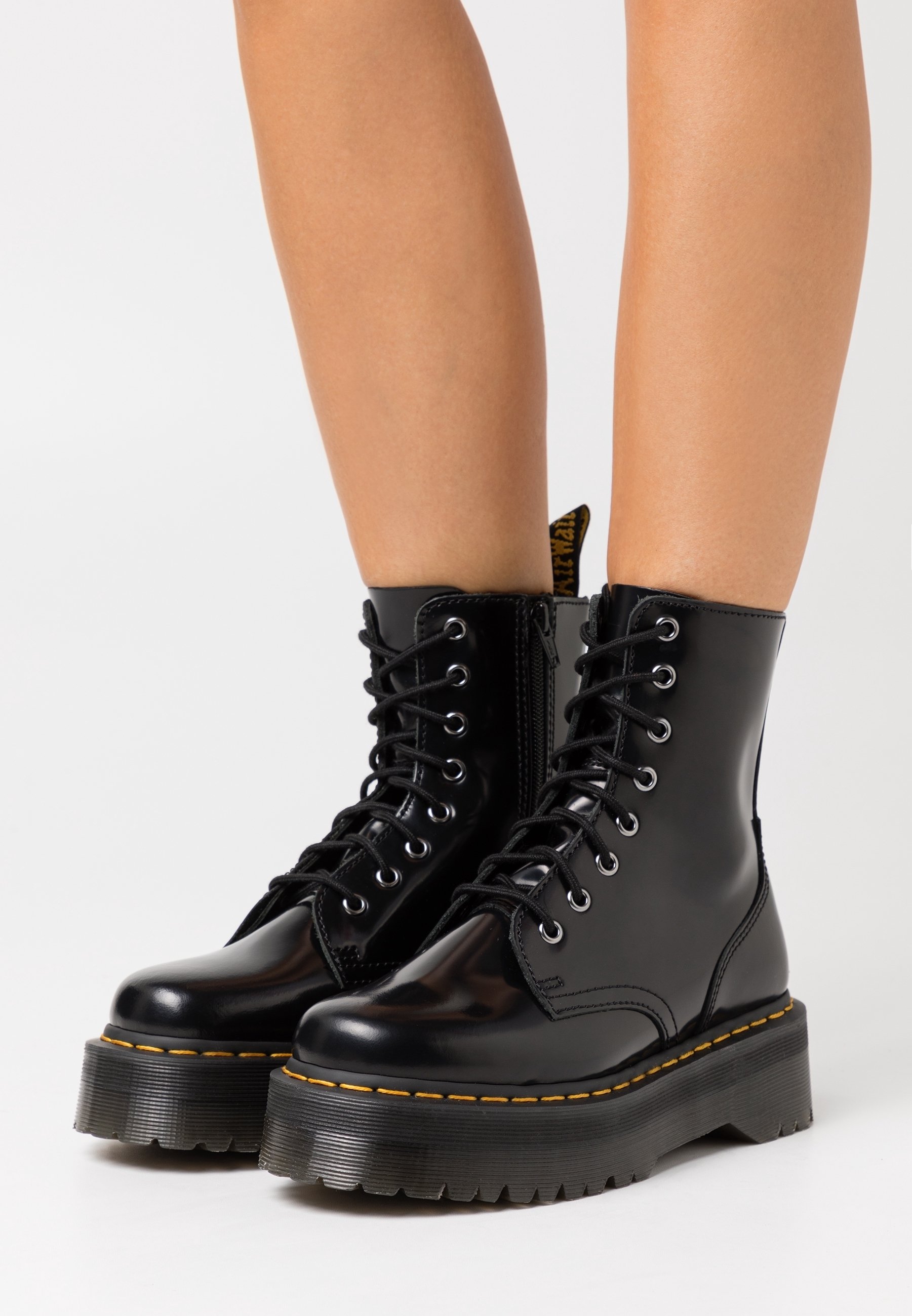 Dr. Martens Black Patent Leather Lace-Up Ankle Boots with Yellow Stitching Dr. Martens 1460 8 EYE BOOT LAMPER - Lace-up ankle boots  main image 2