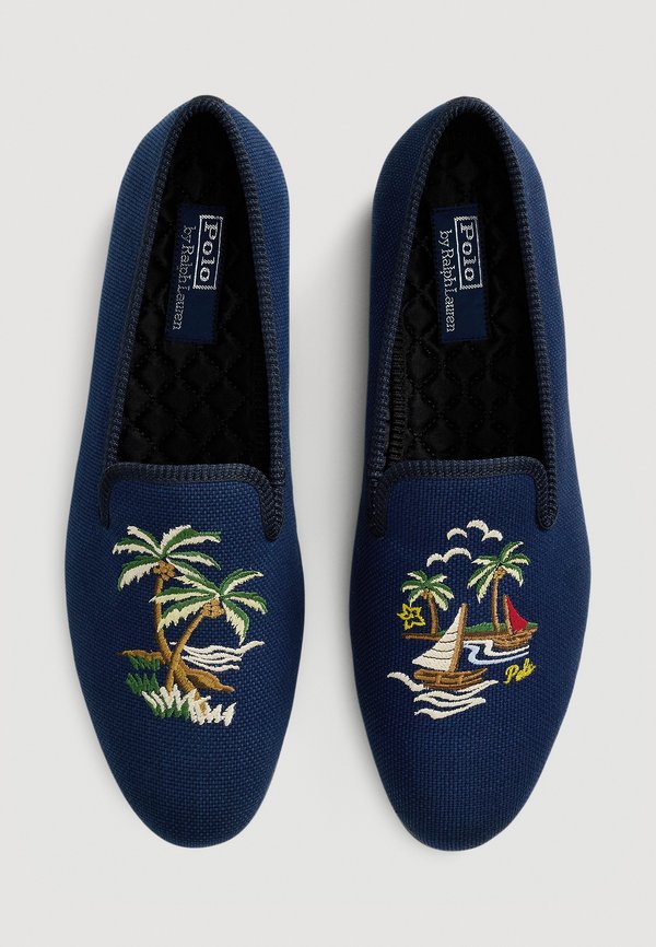 PAXTON EMBROIDERED LINEN-COTTON SLIPPER - Slip-ons - east side royal2