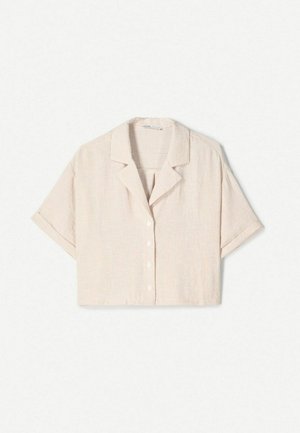 Bershka SHORT SLEEVE   - Skjortebluser - camel
