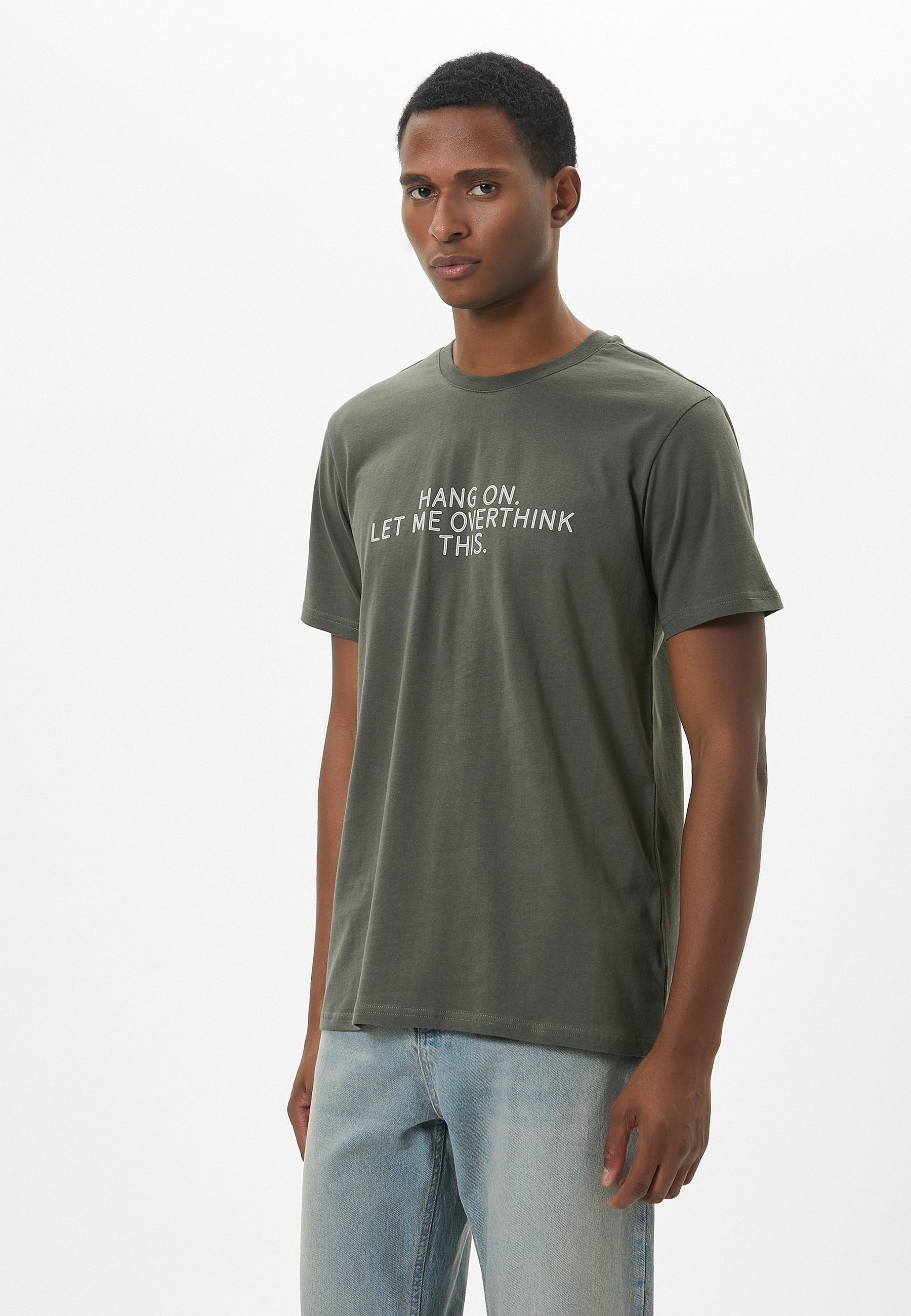 Koton T-Shirt Donna Manica Corta In Cotone Con Stampa Slogan – Girocollo, Verde (806)
