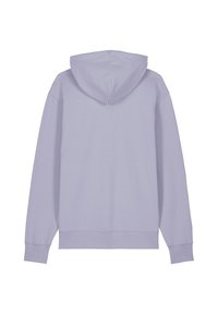Lavendel hoodie met een relaxte fit, lange mouwen en een zachte textuur. Geen voorontwerp of versieringen zichtbaar.