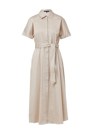 comma, MIT HEMDKRAGEN UND BINDEGÜRTEL - Blusenkleid - helles beige
