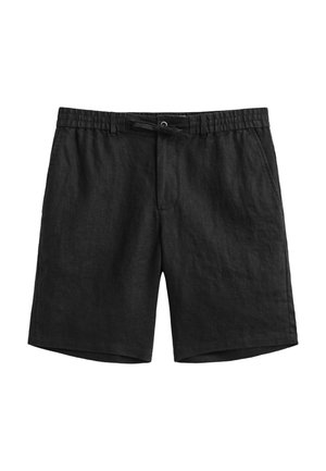 Pantaloncini casual neri da uomo con vita elastica e coulisse frontale, tasche laterali e tessuto leggermente strutturato.