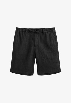 Pantaloncini casual neri da uomo con vita elastica e coulisse frontale, tasche laterali e tessuto leggermente strutturato.