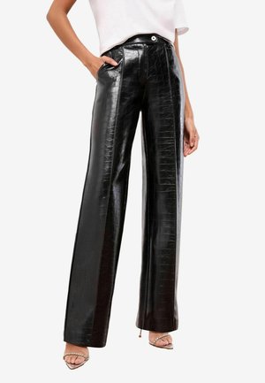 Broek - black croc faux leather