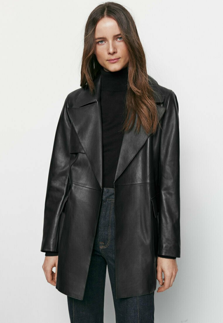Massimo Dutti Giacca di pelle - black/nero - Zalando.it