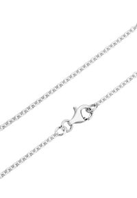 Sølv kædetræk necklace med en lobster clasp. Kæden har små, ovale led med en poleret overflade, der fremhæver et elegant design.