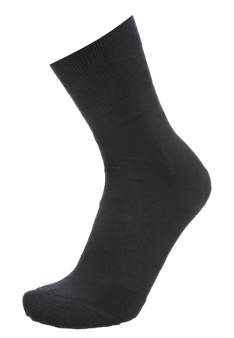 Svart bomullssokk med ribbestrikket mansjett, ankelhøyde, glatt tekstur, forsterket tå og minimalistisk design. Egnet for daglig bruk.