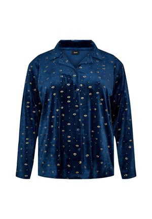 Zizzi, PYJAMAOBERTEIL AUS VELOURS MIT ALLOVER-PRINT - Nattøj trøjer - blau
