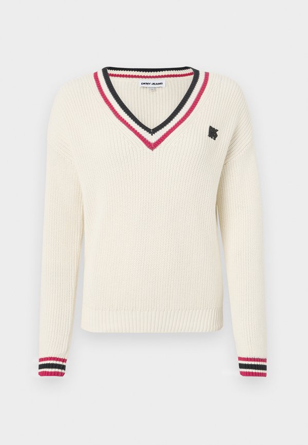 SHAKER STITCH V NECK PULLOVER - Jumper - eggnog3